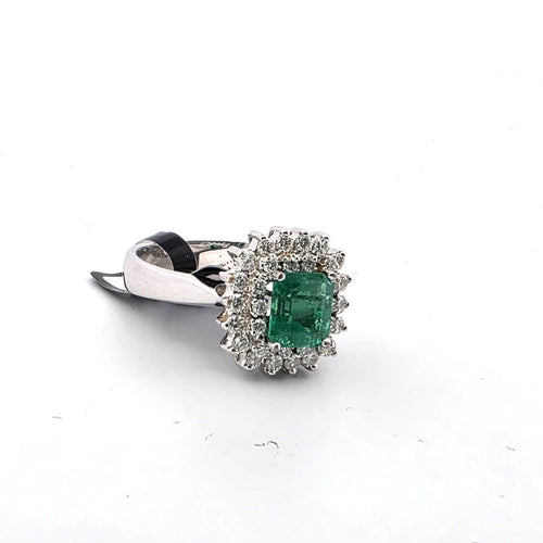 Bague 56 Bague en or blanc 18 kt avec diamants et émeraude 58 Facettes 185/26 A
