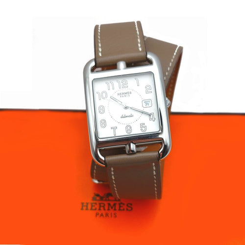 Montre Hermès Cape Cod - Montre Grand Modèle en acier et veau Swift 58 Facettes 255