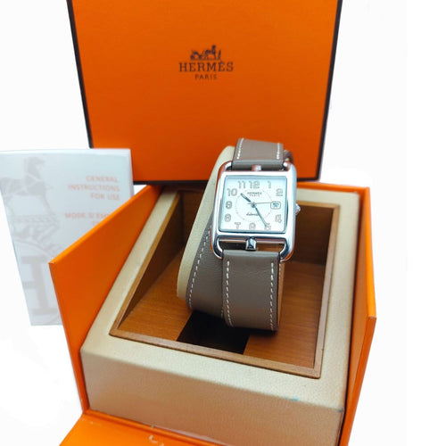 Montre Hermès Cape Cod - Montre Grand Modèle en acier et veau Swift 58 Facettes 255