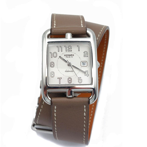 Montre Hermès Cape Cod - Montre Grand Modèle en acier et veau Swift 58 Facettes 255
