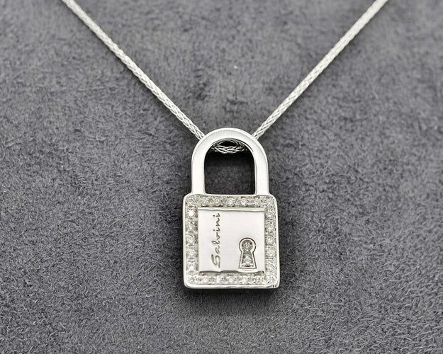 Collier Salvini Click Clack - Collier cadenas en or blanc et diamants 58 Facettes 9223