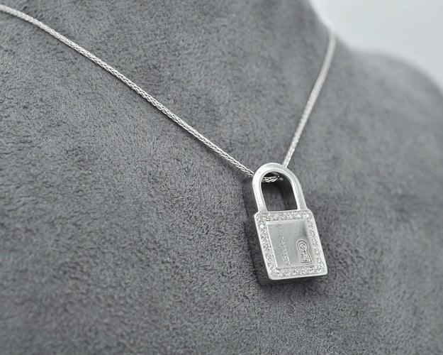 Collier Salvini Click Clack - Collier cadenas en or blanc et diamants 58 Facettes 9223