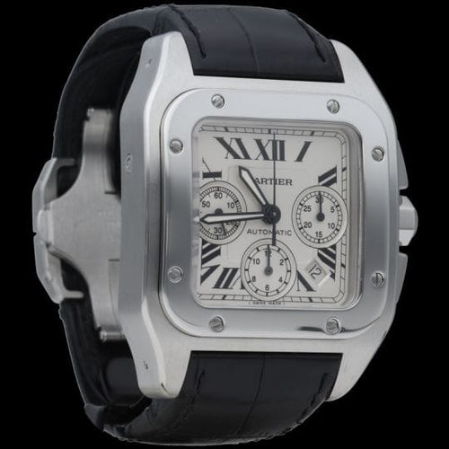 Montre Cartier Santos 100 XL - Montre chronographe en acier 58 Facettes MT46731