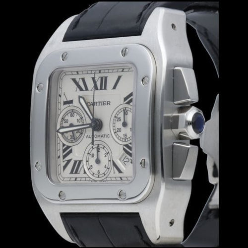 Montre Cartier Santos 100 XL - Montre chronographe en acier 58 Facettes MT46731
