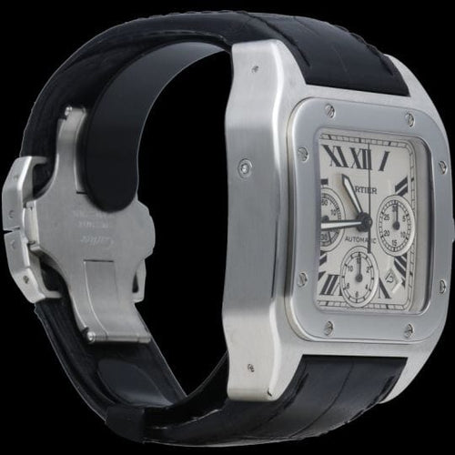 Montre Cartier Santos 100 XL - Montre chronographe en acier 58 Facettes MT46731