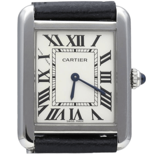 Montre Cartier Tank Solo - Montre en acier et bracelet cuir 58 Facettes MT46734