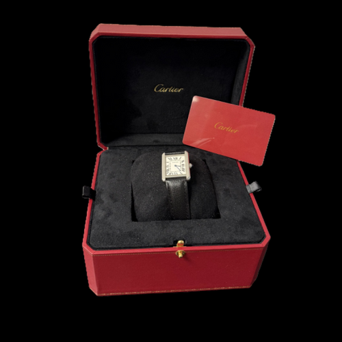 Montre Cartier Tank Solo - Montre en acier et bracelet cuir 58 Facettes MT46734