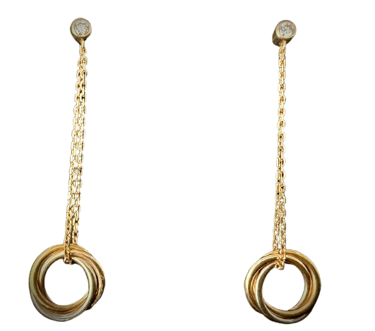 Boucles d'oreilles Cartier Trinity - Boucles d'oreilles 3 anneaux en trois ors et diamants 58 Facettes Boucles 03