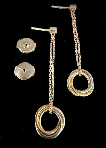 Boucles d'oreilles Cartier Trinity - Boucles d'oreilles 3 anneaux en trois ors et diamants 58 Facettes Boucles 03