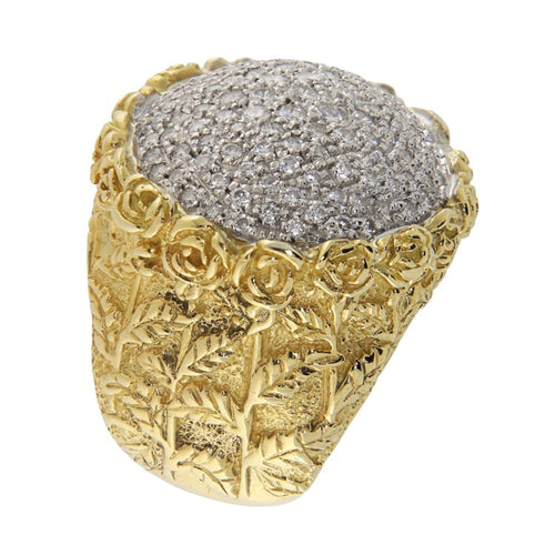 Bague 52 Bague pavée en or jaune et blanc avec diamants 58 Facettes G3954