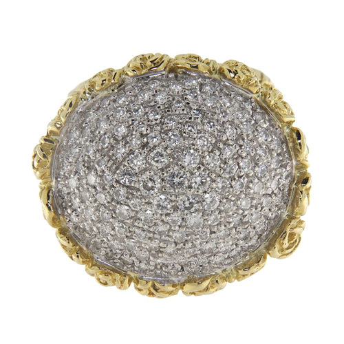 Bague 52 Bague pavée en or jaune et blanc avec diamants 58 Facettes G3954
