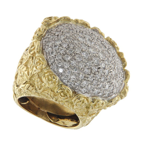 Bague 52 Bague pavée en or jaune et blanc avec diamants 58 Facettes G3954