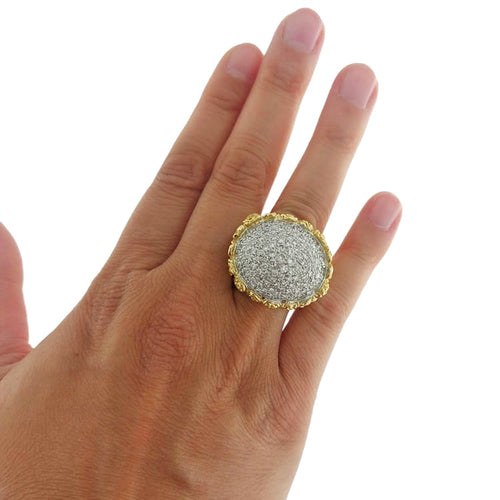 Bague 52 Bague pavée en or jaune et blanc avec diamants 58 Facettes G3954