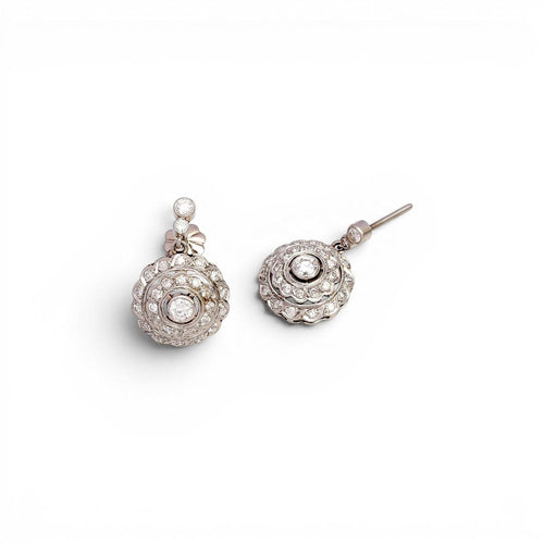 Boucles d'oreilles Art déco - Boucles d’oreilles en platine et diamants 1,15 ct 58 Facettes Q276B