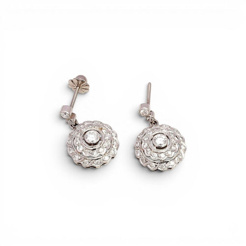 Boucles d'oreilles Art déco - Boucles d’oreilles en platine et diamants 1,15 ct 58 Facettes Q276B
