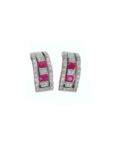 Boucles d'oreilles Damiani Belle Époque - Boucles d'oreilles en or blanc, rubis et diamants 58 Facettes RUB45