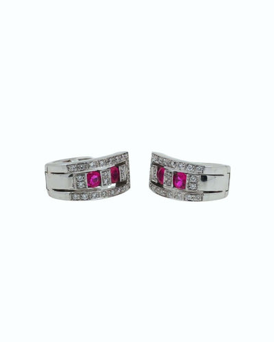 Boucles d'oreilles Damiani Belle Époque - Boucles d'oreilles en or blanc, rubis et diamants 58 Facettes RUB45