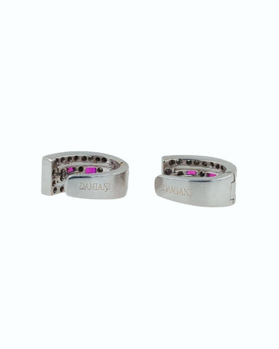 Boucles d'oreilles Damiani Belle Époque - Boucles d'oreilles en or blanc, rubis et diamants 58 Facettes RUB45