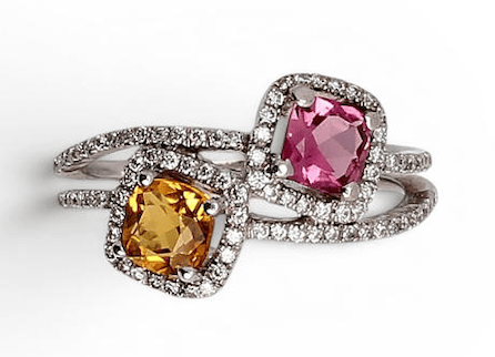 Bague 55 Bague contemporaine en or blanc 18 carats, diamants et saphirs synthétiques 58 Facettes Q66B