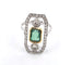 Bague 54 Bague en or blanc 18 ct avec émeraude et diamants 58 Facettes 359/26 C