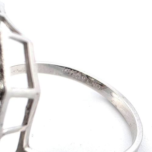 Bague 54 Bague en or blanc 18 ct avec émeraude et diamants 58 Facettes 359/26 C