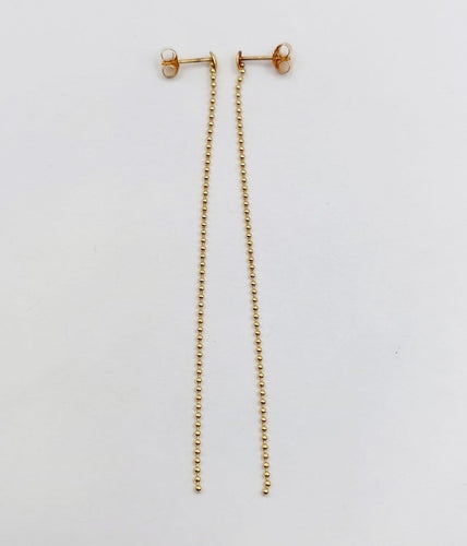 Boucles d'oreilles Puces d'oreilles vintage en or 18K à longue chaîne de billes 58 Facettes A07255
