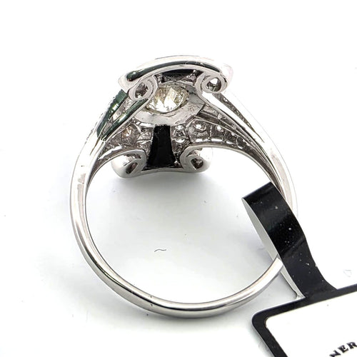 Bague 55 Bague en or blanc 18 ct avec diamants et onyx 58 Facettes 296/26 D