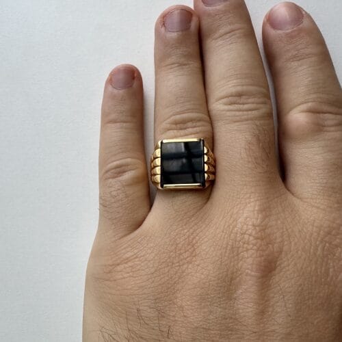 Bague 65 Bague homme en or jaune et onyx 58 Facettes 21287
