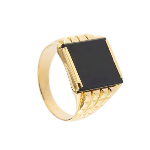 Bague 65 Bague homme en or jaune et onyx 58 Facettes 21287