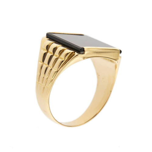 Bague 65 Bague homme en or jaune et onyx 58 Facettes 21287