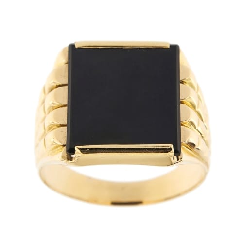 Bague 65 Bague homme en or jaune et onyx 58 Facettes 21287