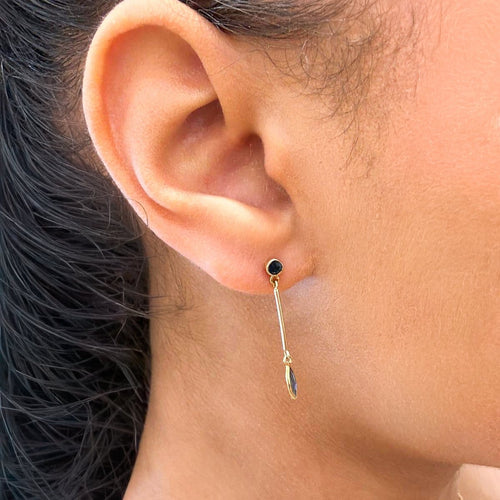 Boucles d'oreilles Boucles d'oreilles pendantes en or jaune 18 carats et saphirs 58 Facettes #BT
