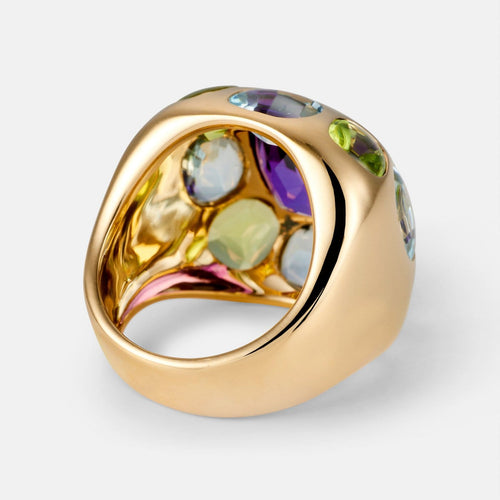 Bague 54 Chanel Baroque - Bague en or jaune, aigue-marine, péridot et améthyste 58 Facettes 269