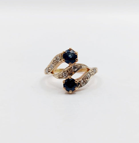 Bague 43.5 Bague tourbillon antique en or 18k, saphirs et diamants 58 Facettes A07259