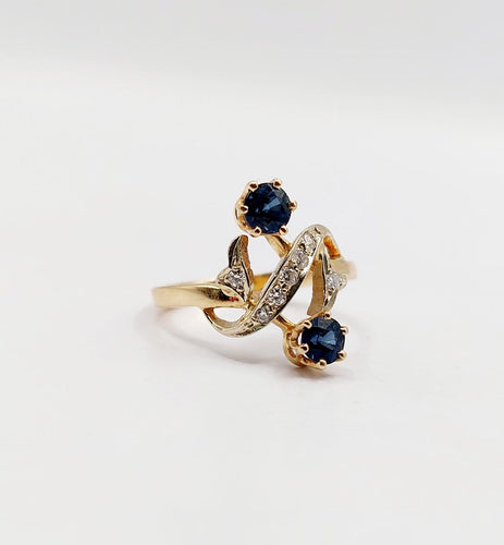 Bague 47 Bague toi et moi antique en or 18k, saphirs et diamants 58 Facettes A07260