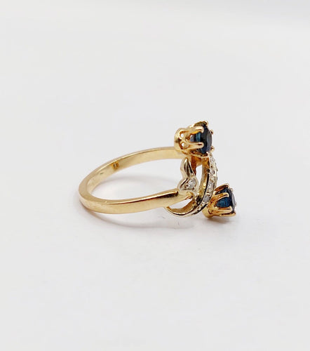 Bague 47 Bague toi et moi antique en or 18k, saphirs et diamants 58 Facettes A07260