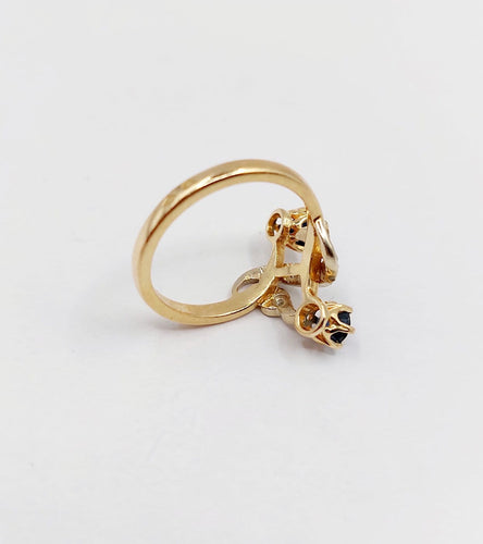 Bague 47 Bague toi et moi antique en or 18k, saphirs et diamants 58 Facettes A07260