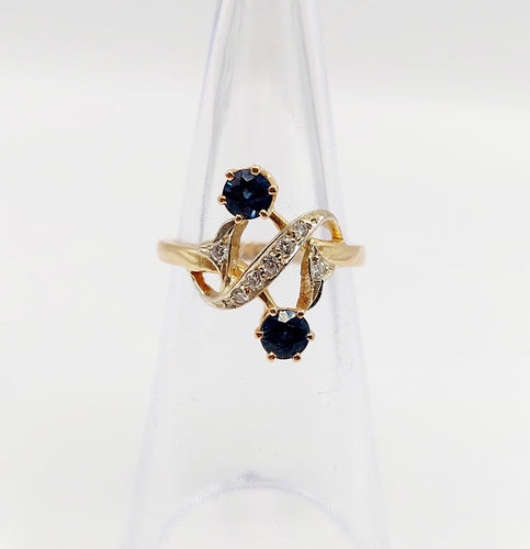 Bague 47 Bague toi et moi antique en or 18k, saphirs et diamants 58 Facettes A07260