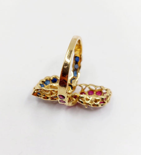 Bague 52.5 Bague marquise moderniste en or 18k, diamants, rubis et saphirs 58 Facettes A07270