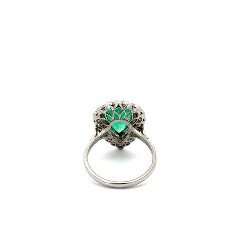 Bague 57 Queen - Bague en platine avec émeraude de Colombie et diamants 58 Facettes 50465