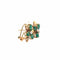 Boucles d'oreilles Imperial Flower - Boucles d'oreilles en or jaune, émeraudes et diamants 58 Facettes 50466
