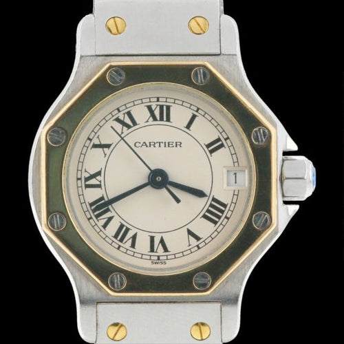 Montre Cartier Santos - Montre ronde octogonale en or jaune et acier 58 Facettes MT46782