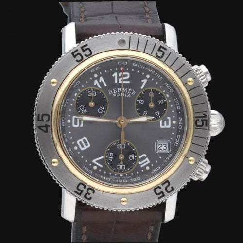Montre Hermès Clipper Chronograph - Montre en acier 58 Facettes MT46100