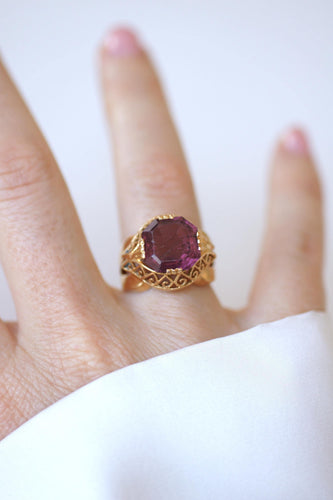 Bague 54 Bague cocktail - Tourmaline rose en or jaune 58 Facettes