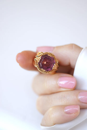 Bague 54 Bague cocktail - Tourmaline rose en or jaune 58 Facettes