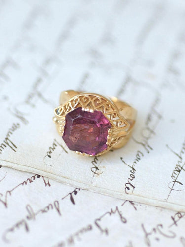 Bague 54 Bague cocktail - Tourmaline rose en or jaune 58 Facettes