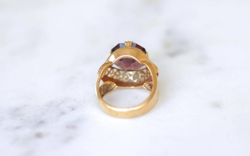 Bague 54 Bague cocktail - Tourmaline rose en or jaune 58 Facettes