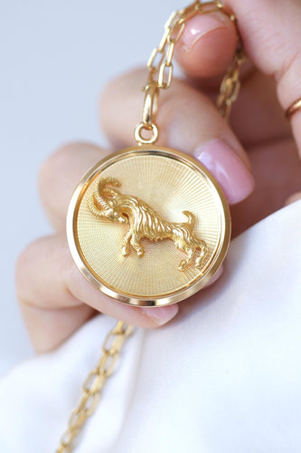 Pendentif Pendentif médaille astrologique Capricorne en or jaune 58 Facettes