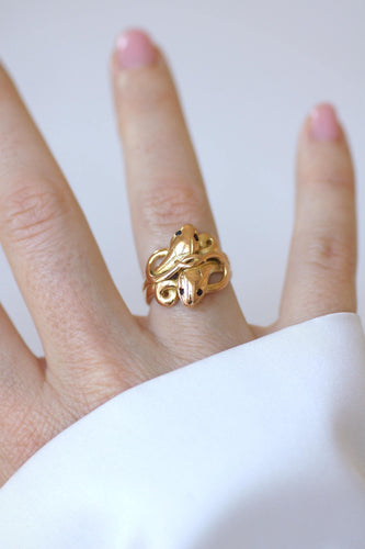 Bague 53 Bague ancienne serpents enroulés en deux ors et rubis 58 Facettes