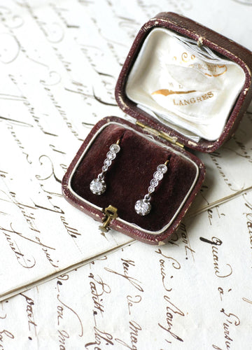 Boucles d'oreilles Boucles d'oreilles pendantes diamants en or jaune et platine 58 Facettes